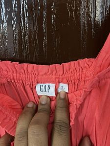 GAP Coral Smocked Maxi Dress