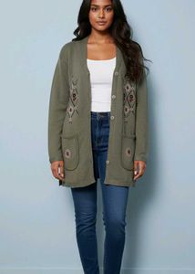 Embroidered Knit Cardigan Sweater