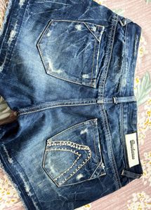 Distressed Blue Denim Shorts