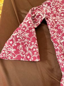 Maroon Floral Print Kurta