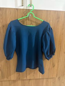 Stylish Teal Puff Sleeve Top