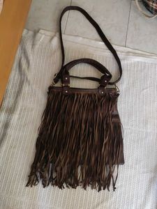Brown Suede Fringe Shoulder Bag