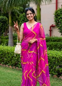 Vibrant Pink Georgette Saree