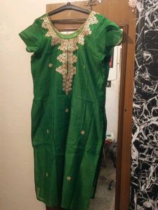 Green Embroidered Kurta Set with dupatta