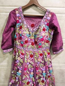 Embroidered Net Gown with Dupatta