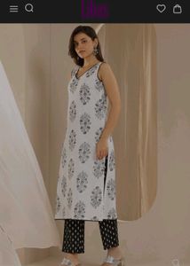 White Printed Kurta Set with Dupatta
