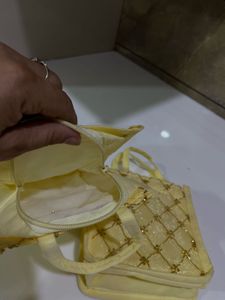 Set of 2 Yellow Mini Tote Bags