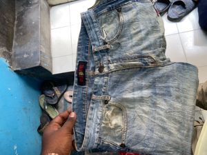 Embroidered Blue Denim Jeans