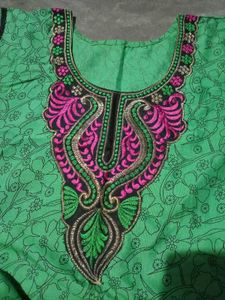 Embroidered Green Kurta