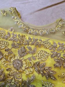 Stunning Yellow &amp; Grey Embroidered Lehenga Choli