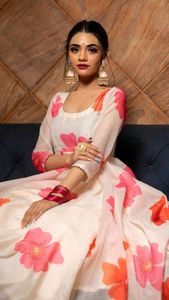 party wear Gown with duptta Pant sett bl