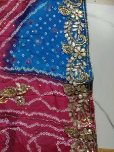 Vibrant  heavy bandhani Dupatta with gota patti