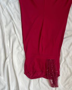 Red One-Shoulder Beaded Maxi Dress