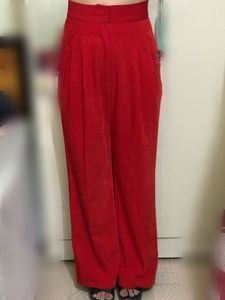 High-Waisted Red Wide-Leg Pants
