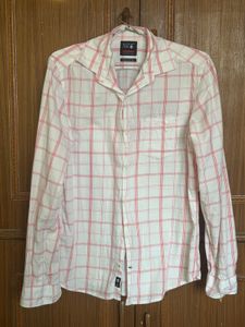 Men's White & Red Checked Shirt