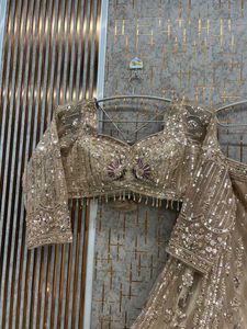 ✨️chiku Golden Peacock Crop Top Lehga✨️