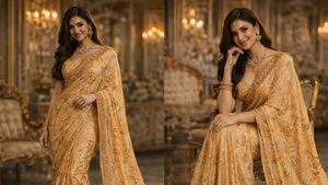 Exquisite Sequined Paisley Sequins saree