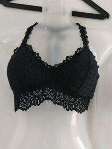 auden Black Lace Halter Bra