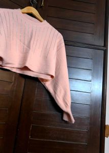 Women Pink Woollen Sheath Dress with Top