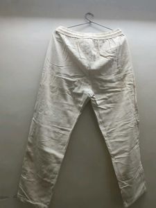 Cream Linen Relaxed Fit Trousers