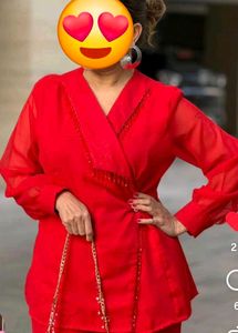 Elegant Red Ethnic Kurta Set with Pants