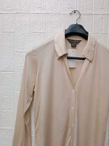 New With Tag Korean Elegant Beige Button-Down Shir