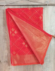 ORANGISH RED SILK SAREE