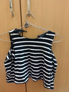 Striped Cold Shoulder Top