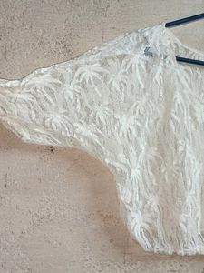 Sheer White Lace Crop Top