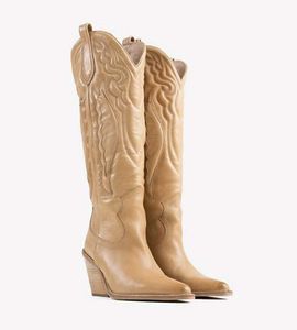 Tan Leather Western Cowboy Boots