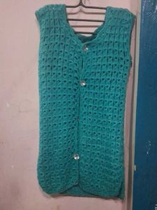 Teal Knitted Sleeveless Cardigan