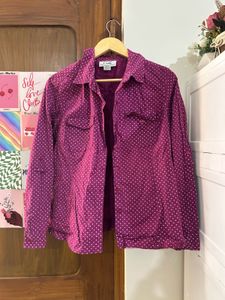 Chic Purple Polka Dot Button-Up Shirt