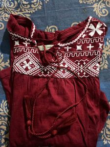 Burgundy Printed Top