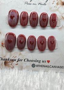 Red Heart Press On Nails