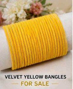 Velvet Yellow Bangles Set