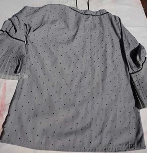 Gray Polka Dot Bow top