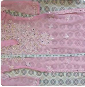 Pink Embroidered Kurta with inner