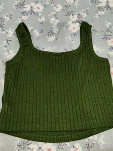 Green Ribbed Tank Top