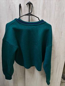 Green V-Neck Pullover Sweater