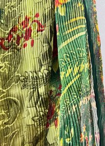 Green Floral Print Pleated Dupatta
