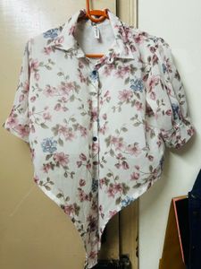 womens cute floral fish cut top