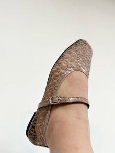 Sparkly Ballet Flats with Buckle Strap