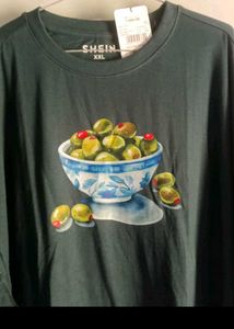 Dark Green Olive Print T-Shirt