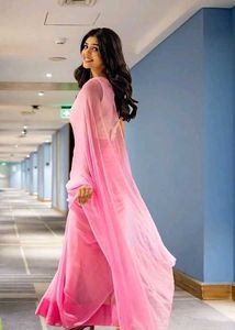 Elegant light pink saree
