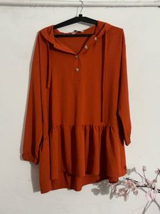 Rust Orange Hoodie Dress