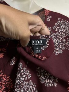 Maroon Floral Print Flared Top