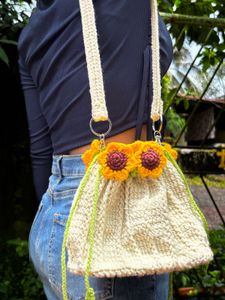 Handmade Crochet Sunflower Bag