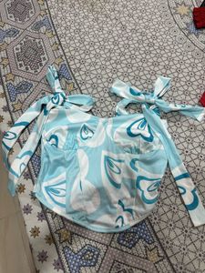 Trendy Blue Floral Corset Top (26 size)