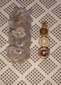 Floral Hair Clip with pearl cli