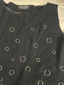 Black Sleeveless Top with Ring Embellishments